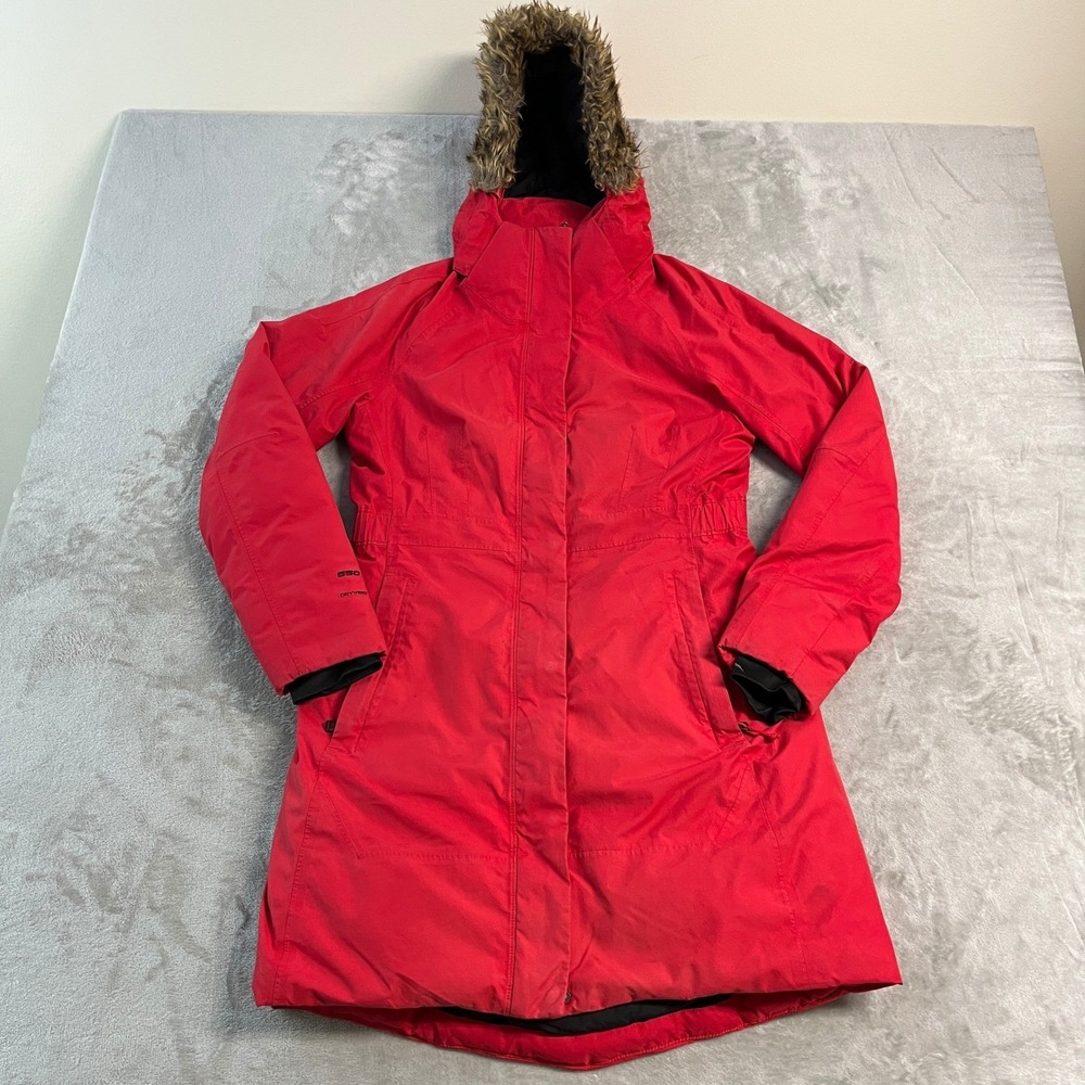 The North Face Womens M Arctic Parka 550 Down DryVent Red Hooded Jacket Winter
